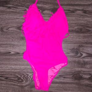 A168 Sexy Hot Pink One Piece Bikini L D85